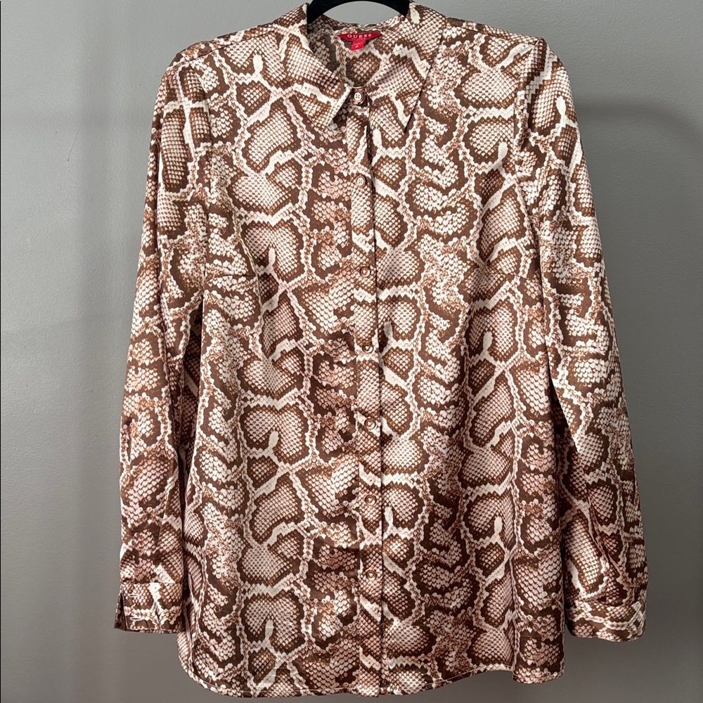 Guess Brown Snake Print Blouse